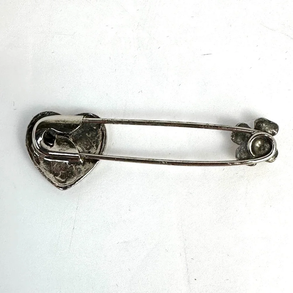 Vintage Style Butterfly Heart Flower Safety Pin Brooch Women OS Silver Tone Pin